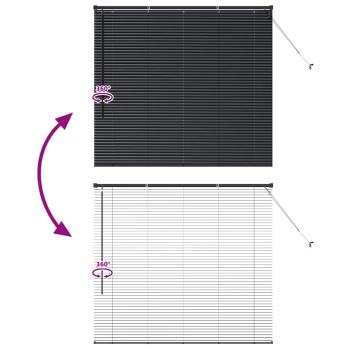 Fenster Jalousie mit Vorhängen Sonstiges Schwarz 80 x 130 cm Aluminium