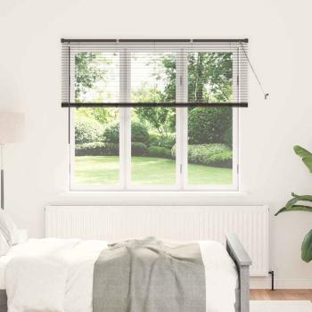 ARDEBO.de - Fenster Jalousie mit Vorhängen Sonstiges Schwarz 80 x 130 cm Aluminium
