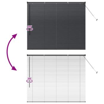 Fenster Jalousie mit Vorhängen Sonstiges Schwarz 80 x 130 cm Aluminium