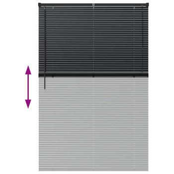 Fenster Jalousie mit Vorhängen Sonstiges Schwarz 80 x 130 cm Aluminium
