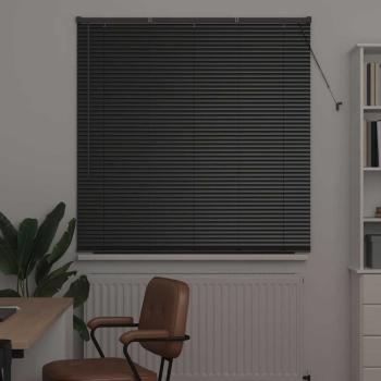 Fenster Jalousie mit Vorhängen Sonstiges Schwarz 125 x 175 cm Aluminium