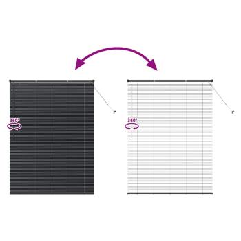 Fenster Jalousie mit Vorhängen Sonstiges Schwarz 80 x 130 cm Aluminium