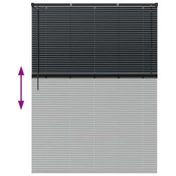 Fenster Jalousie mit Vorhängen Sonstiges Schwarz 80 x 130 cm Aluminium