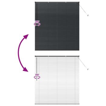 Fenster Jalousie mit Vorhängen Sonstiges Schwarz 80 x 130 cm Aluminium