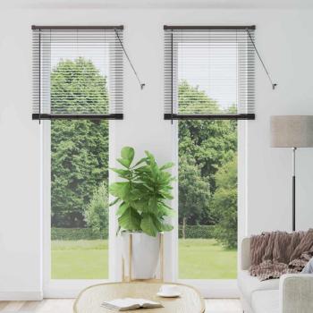 ARDEBO.de - Fenster Jalousie mit Vorhängen Sonstiges Schwarz 80 x 220 cm Aluminium