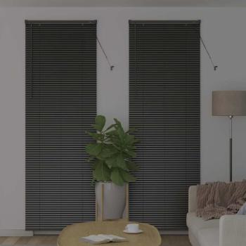 Fenster Jalousie mit Vorhängen Sonstiges Schwarz 80 x 220 cm Aluminium