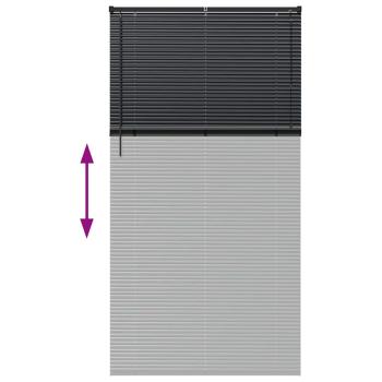 Fenster Jalousie mit Vorhängen Sonstiges Schwarz 120 x 220 cm Aluminium