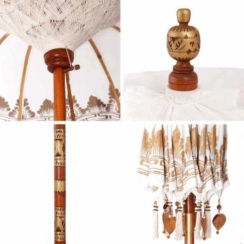 Sonnenschirm Sonstiges Cremefarben x 250 cm Baumwolle und Holz