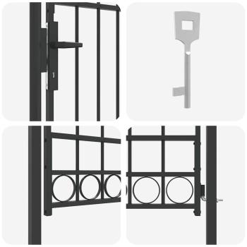Zauntor Grau 100 x 175 cm Pulverbeschichteter Stahl