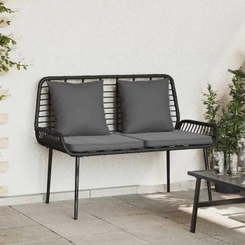 ARDEBO.de - Gartenbank mit Kissen Schwarz, Anthrazit 109 x 63 x 83 cm