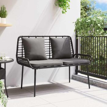 Gartenbank mit Kissen Schwarz, Anthrazit 109 x 63 x 83 cm