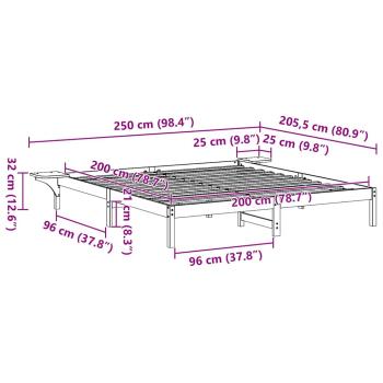 Bettgestell mit Nachttischen Braun 200 x 200 cm Braun