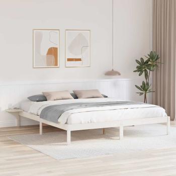 ARDEBO.de - Bettgestell mit Nachttischen Weiß 200 x 200 cm Weiß