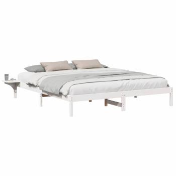 Bettgestell mit Nachttischen Weiß 200 x 200 cm Weiß