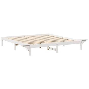 Bettgestell mit Nachttischen Weiß 200 x 200 cm Weiß