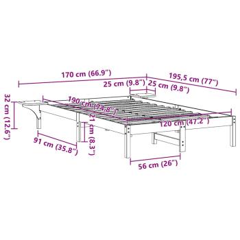 Bettgestell mit Nachttischen Braun 120 x 190 cm Braun