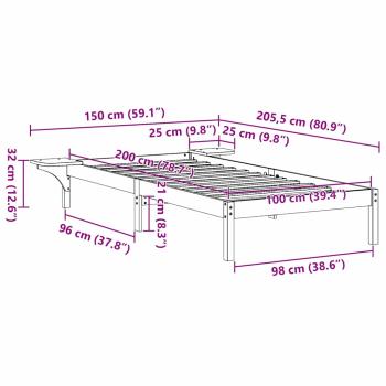 Bettgestell mit Nachttischen Braun 100 x 200 cm Wachsbrown