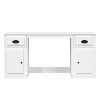 Schreibtisch mit Stauraum Weiß Holzwerkstoff