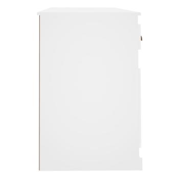 Schreibtisch mit Stauraum Weiß Holzwerkstoff