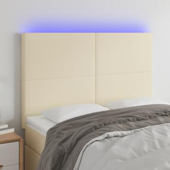 ARDEBO.de - LED Kopfteil Creme 144x5x118/128 cm Kunstleder