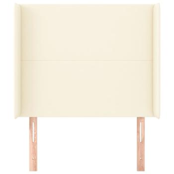 Kopfteil mit Ohren Creme 93x16x118/128 cm Kunstleder