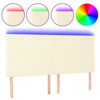 LED Kopfteil Creme 180x5x118/128 cm Kunstleder