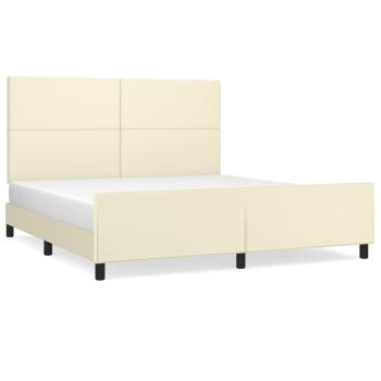 Bettgestell mit Kopfteil Creme 180x200 cm Kunstleder