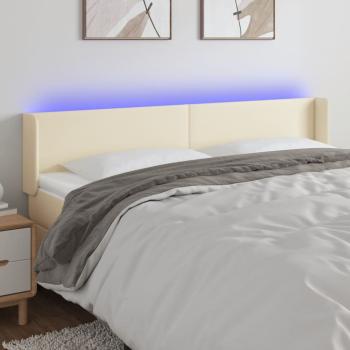 ARDEBO.de - LED Kopfteil Creme 183x16x78/88 cm Kunstleder