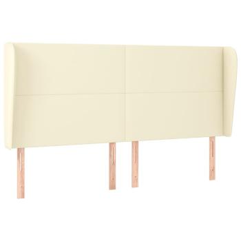Kopfteil mit Ohren Creme 183x23x118/128 cm Kunstleder