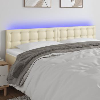 ARDEBO.de - LED Kopfteil Creme 160x5x78/88 cm Kunstleder
