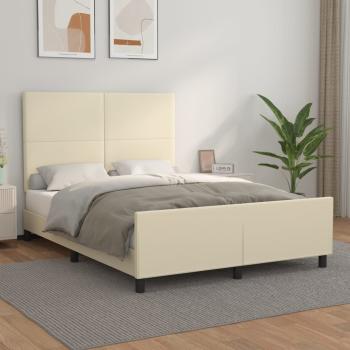 ARDEBO.de - Bettgestell mit Kopfteil Creme 140x200 cm Kunstleder