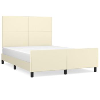 Bettgestell mit Kopfteil Creme 140x200 cm Kunstleder