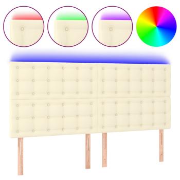 LED Kopfteil Creme 160x5x118/128 cm Kunstleder