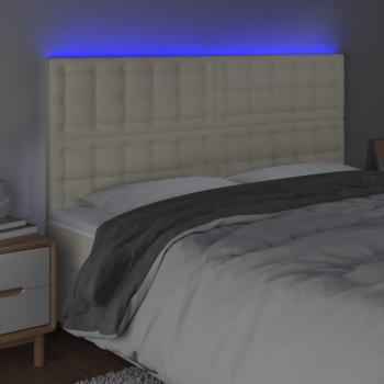 LED Kopfteil Creme 160x5x118/128 cm Kunstleder