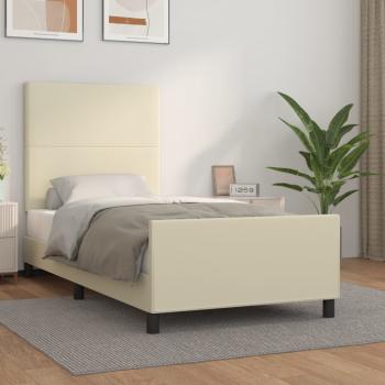 ARDEBO.de - Bettgestell mit Kopfteil Creme 90x190 cm Kunstleder