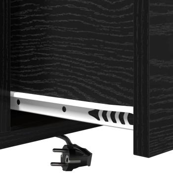 ARDEBO.de - Nachttisch mit Ladestation 2 pcs Schwarze Eiche Holzwerkstoff