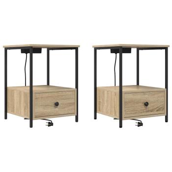 Nachttisch mit Ladestation 2 pcs Sonoma Eiche Holzwerkstoff