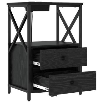 Nachttisch mit Ladestation 2 pcs Schwarze Eiche Holzwerkstoff