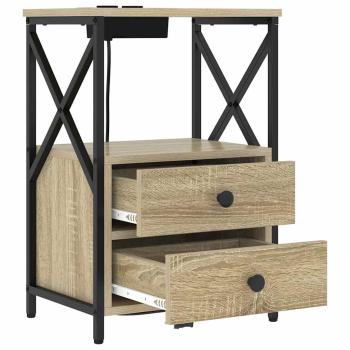 Nachttisch mit Ladestation 2 pcs Sonoma Eiche Holzwerkstoff
