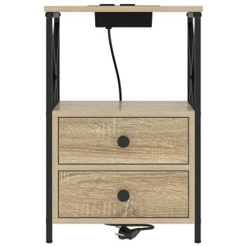 Nachttisch mit Ladestation 2 pcs Sonoma Eiche Holzwerkstoff