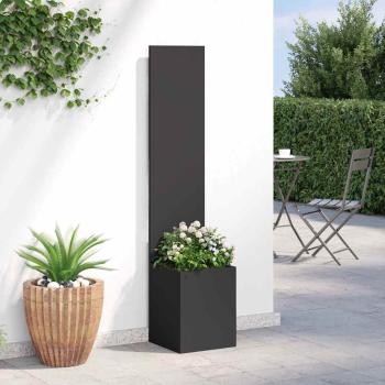 Blumentopf mit dekorativem Paneel Schwarz 32 x 140 cm
