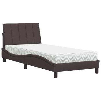 ARDEBO.de - Bett mit Matratze "Hanko" Dunkelbraun 80x200 cm Stoff
