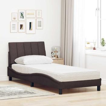 Bett mit Matratze "Hanko" Dunkelbraun 80x200 cm Stoff