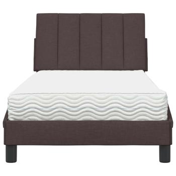 Bett mit Matratze "Hanko" Dunkelbraun 80x200 cm Stoff