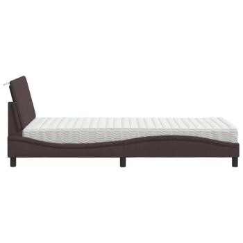 Bett mit Matratze "Hanko" Dunkelbraun 80x200 cm Stoff
