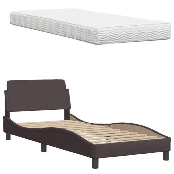 Bett mit Matratze "Hanko" Dunkelbraun 80x200 cm Stoff