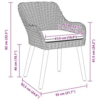 5-teilige Garten Essgruppe Schwarzes Poly Rattan