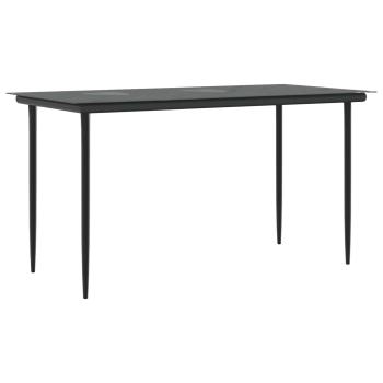 5-teilige Garten Essgruppe Schwarzes Poly Rattan