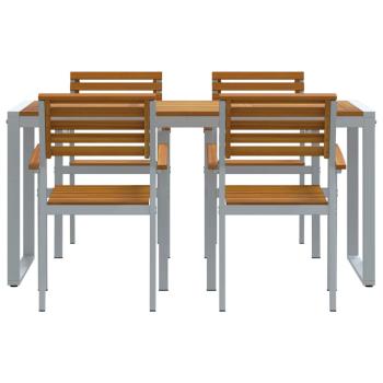 5-teilige Garten Essgruppe aus massivem Akazienholz und Metall