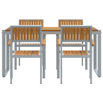 5-teiliges Garten-Esszimmer Set aus massivem Holz Akazie und Metall